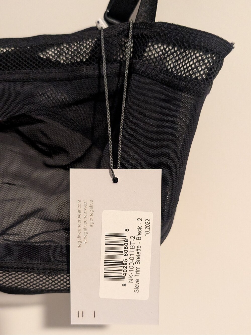 NWT Negative Underwear Sieve Trim Bralette in Black Size 2 - Picture 3 of 6